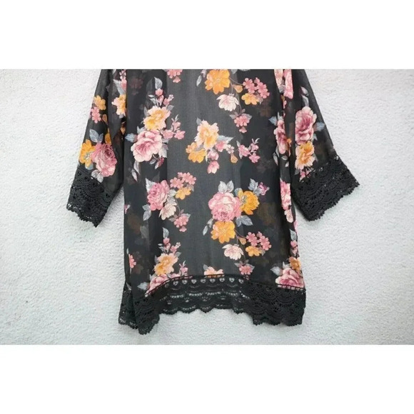 Jolt Open Front Cardigan-Sheer-Size XS-Crochet Trim - Picture 10 of 10